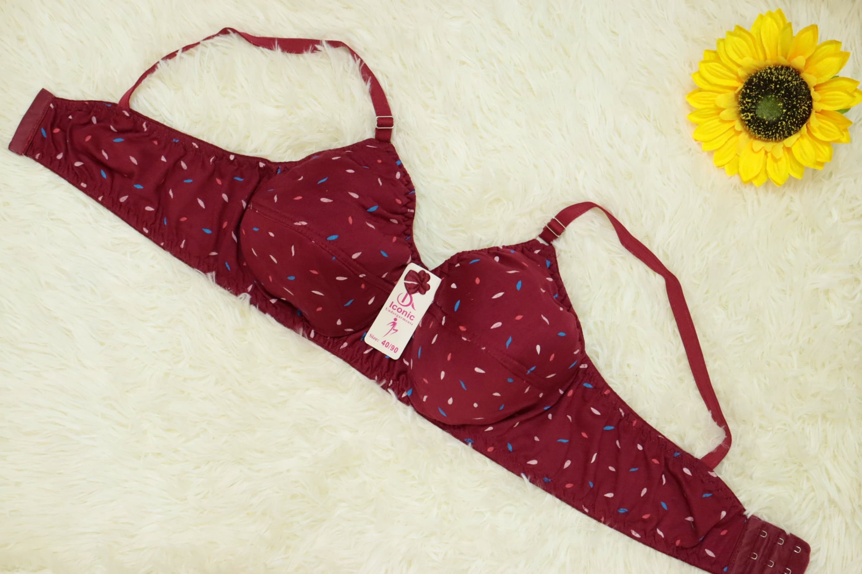 Soft Cotton Light Padded Bra - Mahroon