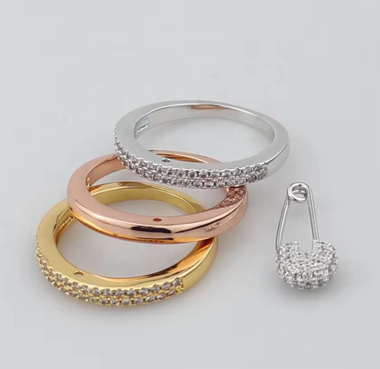 Elegant 3-Tone Stainless Steel Ring