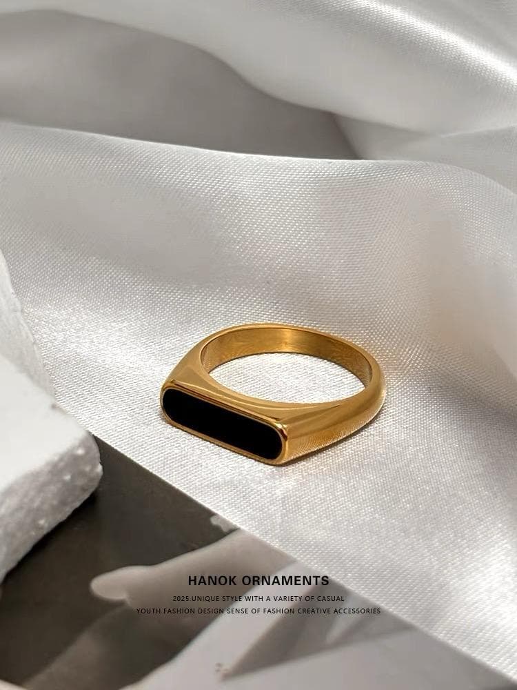 Elegant Black & White Stainless Steel Ring